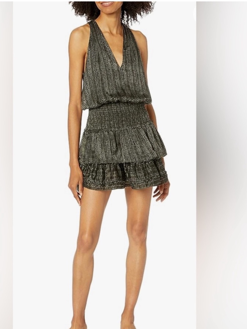 Ramy Brook Velvet Tiered Tallulah Dress Smocked Waist Size Small